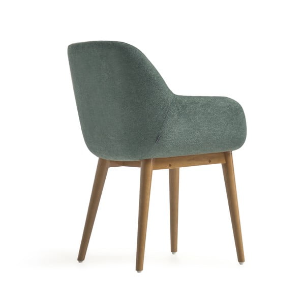 Zelené čalúnené jedálenské kreslo s podrúčkami Konna – Kave Home-image-4