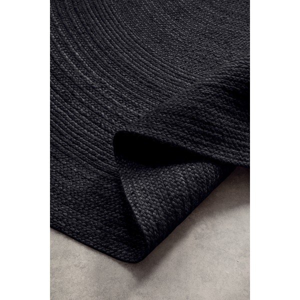 Čierny obojstranný/ručne tkaný jutový okrúhly koberec ø 140 cm Braided  – Hanse Home-image-3