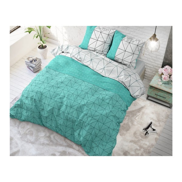 Zeleno-biele obliečky z mikroperkálu Sleeptime Gino, 200 × 220 cm