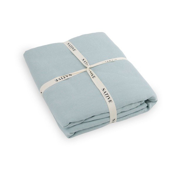 Svetlomodré ľanové obliečky na dvojlôžko 200x200 cm Aqua – Native Natural-image-3