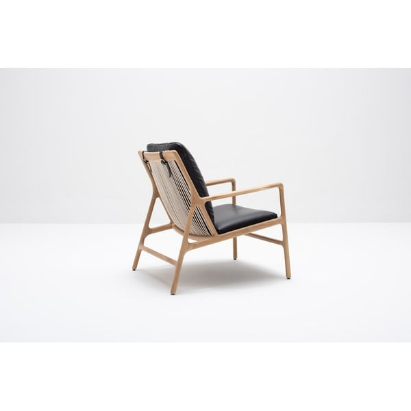 Kožené kreslo v čierno-prírodnej farbe Dedo - Gazzda-image-4