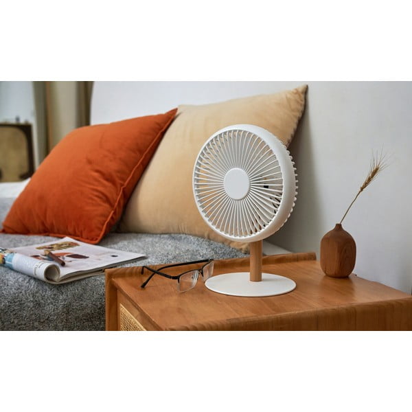 Krémovobiela stolová lampa s ventilátorom na diaľkové ovládanie (výška 26 cm) Beyond - Gingko-image-4