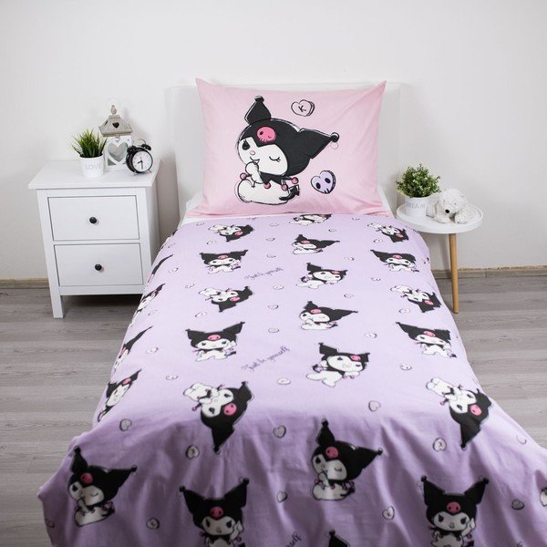Ružová bavlnená detská obliečka na jednolôžko 140x200 cm Hello Kitty "Kuromi" – Jerry Fabrics-image-2