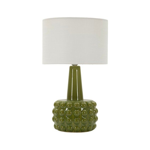 Biela/zelená keramická stolová lampa s textilným tienidlom (výška  51,5 cm) Gress – Mauro Ferretti