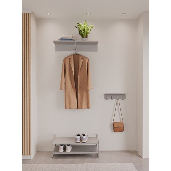 Svetlosivý oceľový nástenný vešiak s poličkou 21,5 cm A-Coat – Zone-image-1