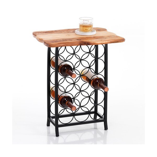 Kovový regál na víno v čierno-prírodnej farbe počet fliaš 15 46x56x35,5 cm Ras – Tomasucci-image-1