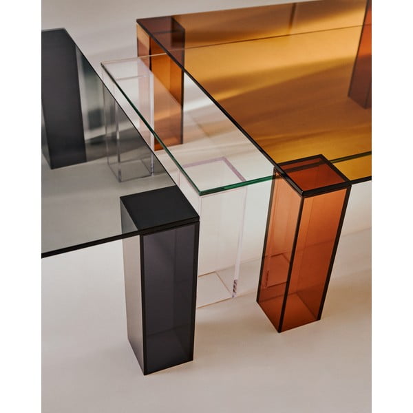 Tmavosivý sklenený konferenčný stolík 60x140 cm Adularia – Kave Home-image-2