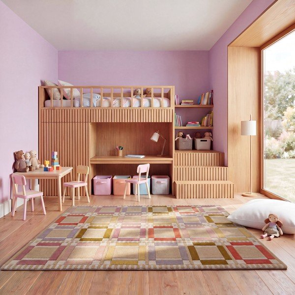 Ručne tkaný vlnený koberec v prírodnej farbe 200x290 cm Quadro Wool – Flair Rugs-image-2