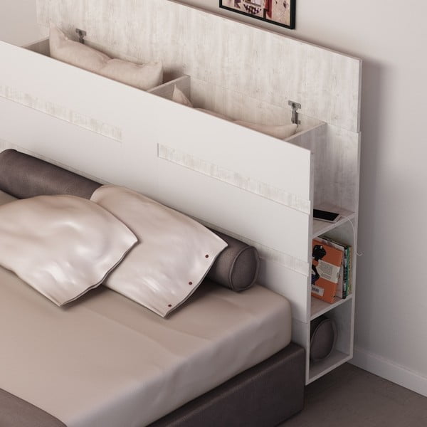 Biele čelo postele s úložným priestorom Homitis Eddo-image-3