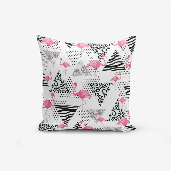 Obliečka na vankúš s prímesou bavlny Minimalist Cushion Covers With Points Flamingo, 45 × 45 cm