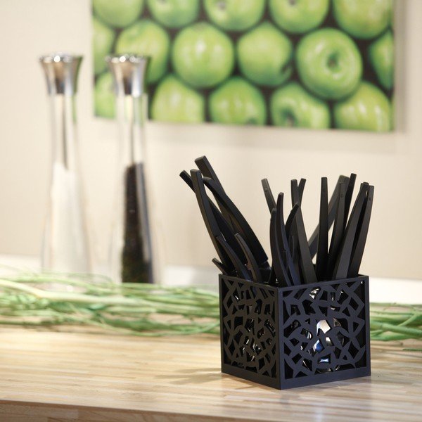 Sada 24 čiernych príborov so stojanom Vialli Design-image-1