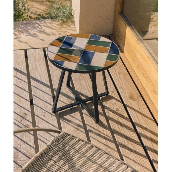 Okrúhly záhradný stolík s keramickou doskou ø 45 cm Tella – Kave Home-image-3