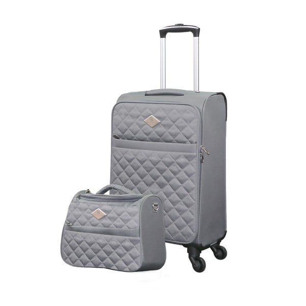 Set sivého cestovného kufra na kolieskach a menšieho kufríka GERARD PASQUIER Valises Cabine & Unity Case