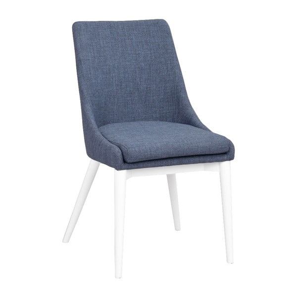 Modrá polstrovaná jedálenská stolička s bielymi nohami Rowico Bea