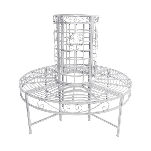 Biela kovová záhradná lavica Larissa – Garden Pleasure