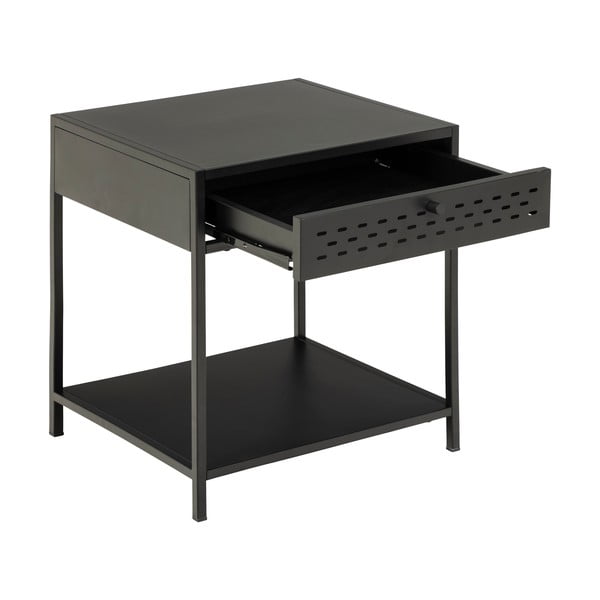 Čierny kovový nočný stolík so zásuvkou Actona Newcastle-image-3