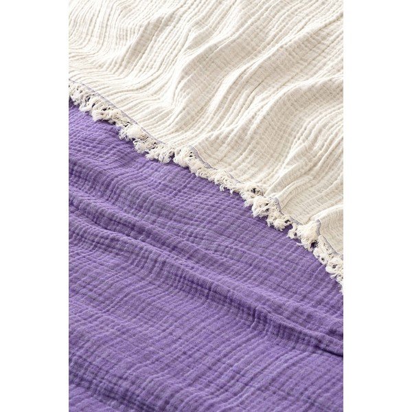 Fialová mušelínová prikrývka na dvojlôžko 230x250 cm – Mijolnir-image-1