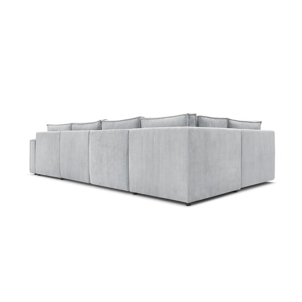 Svetlosivá menčestrová rohová pohovka (ľavý roh/do tvaru "U") Nihad modular – Bobochic Paris-image-4