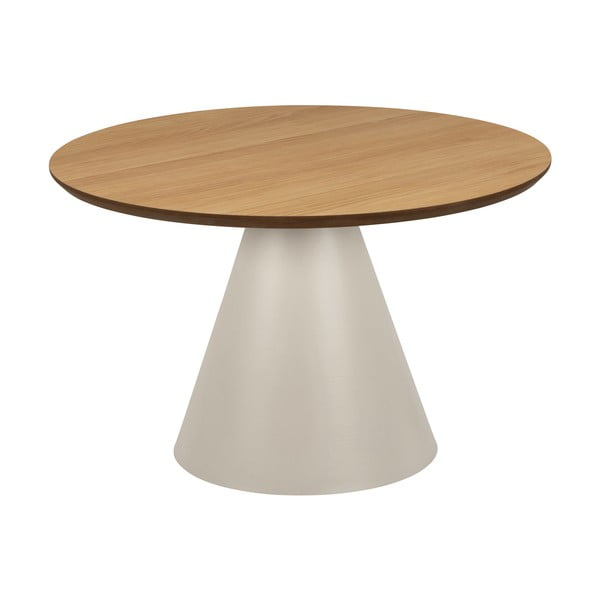 Okrúhly konferenčný stolík s doskou v dubovom dekore v krémovo-prírodnej farbe ø 65 cm Soli – Actona-image-3