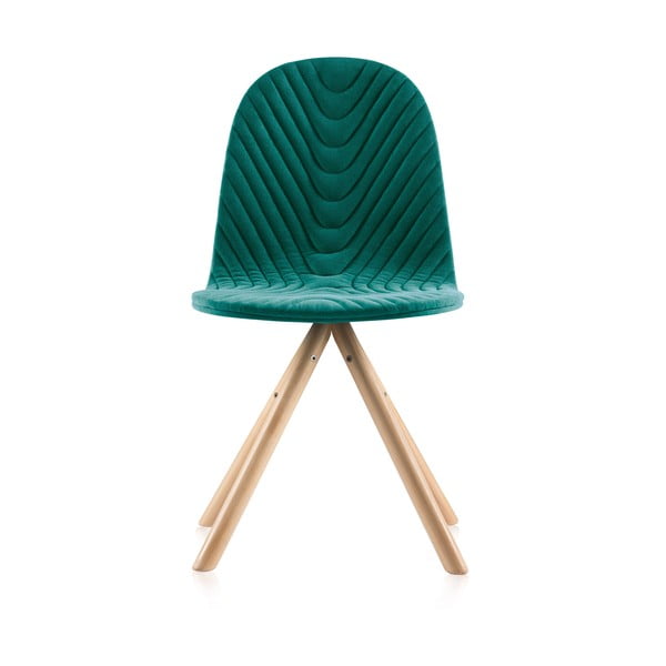 Tyrkysová stolička s prírodnými nohami IKER Mannequin Triagle Wave