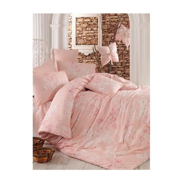 Ružové obliečky na dvojlôžko Elena, 200 x 220 cm