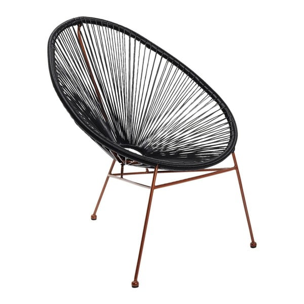Čierna stolička s detailmi v medenej farbe Kare Design Spaghetti Copper Black
