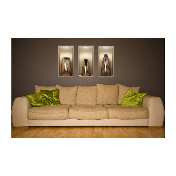 Sada 3 samolepiek s 3D efektom Ambiance Wooden Vases-image-4