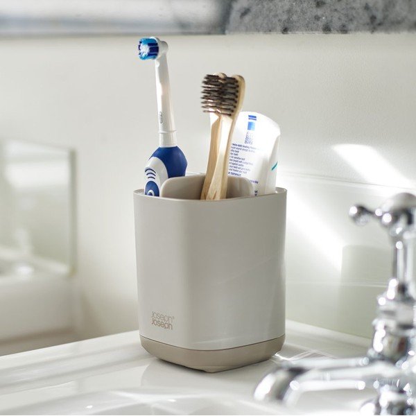 Béžový plastový stojan na zubné kefky EasyStore – Joseph Joseph-image-1