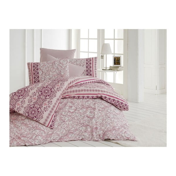 Ružové obliečky z bavlny na jednolôžko Eva, 180 × 240 cm