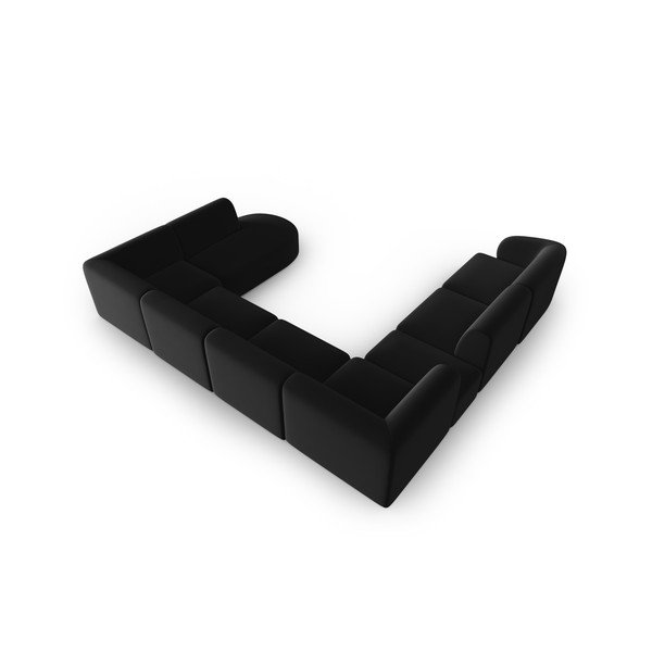 Čierna zamatová rohová pohovka (ľavý roh/do "U") Paolo – Milo Casa-image-3