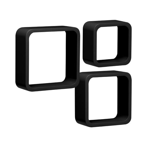 Set 3 políc Cubes, čierny-image-1