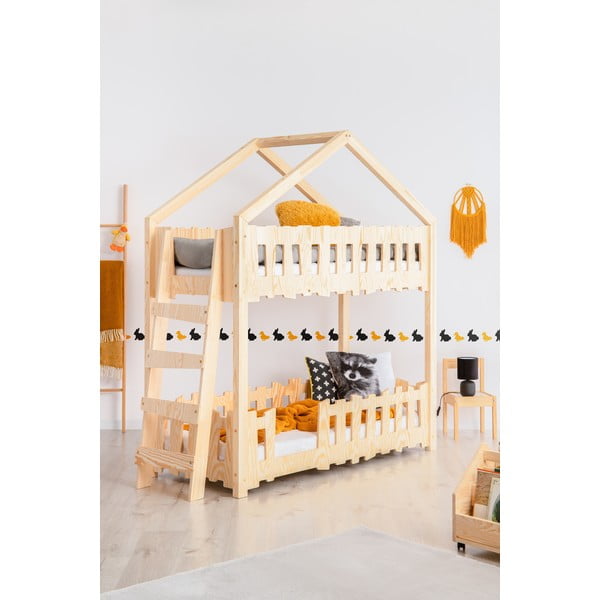Domčeková poschodová detská posteľ 70x160 cm v prírodnej farbe Zippo B – Adeko
