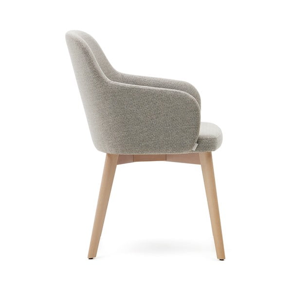 Béžové čalúnené jedálenské kreslo s podrúčkami Nelida – Kave Home-image-4