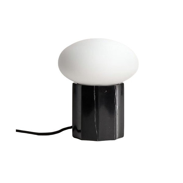 Biela/čierna kovová stolová lampa so skleneným tienidlom (výška  20 cm) Idela – Kave Home