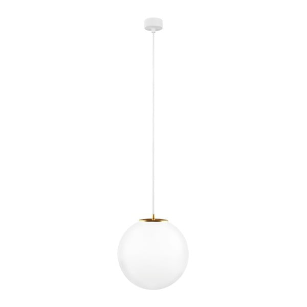 Biele stropné svietidlo s bielym káblom a detailom v zlatej farbe Sotto Luce Tsuri, ∅ 30 cm