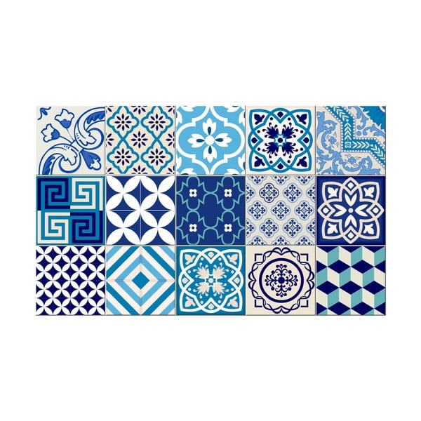 Sada 15 dekoratívnych samolepiek na stenu Ambiance Azur, 10 × 10 cm-image-2