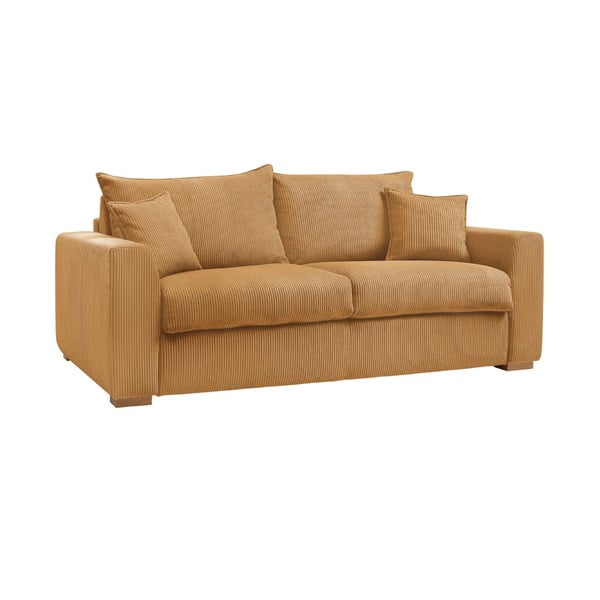 Menčestrová rozkladacia pohovka v horčicovej farbe 225 cm Augustin – Bobochic Paris-image-3