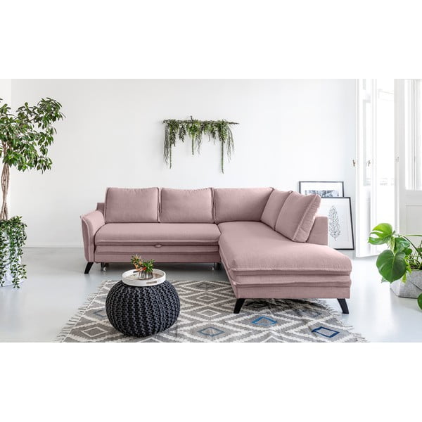Pudrovoružová rozkladacia rohová pohovka Miuform Charming Charlie L, pravý roh-image-1