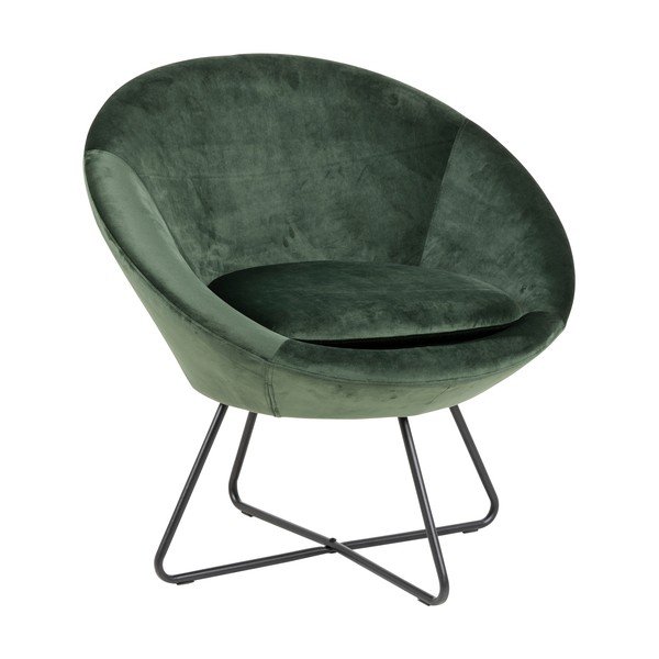 Zelené zamatové kreslo Actona Center