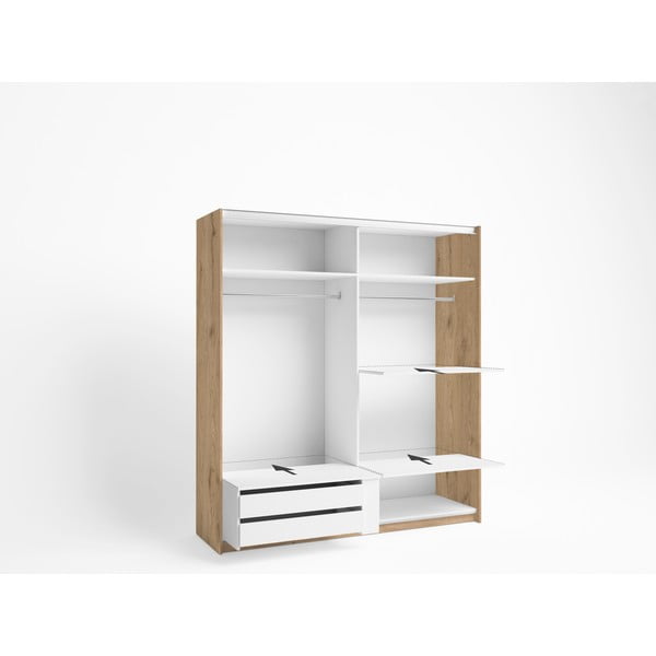 Čierna šatníková skriňa v dekore duba s posuvnými dverami 182x200 cm Care - Marckeric-image-1