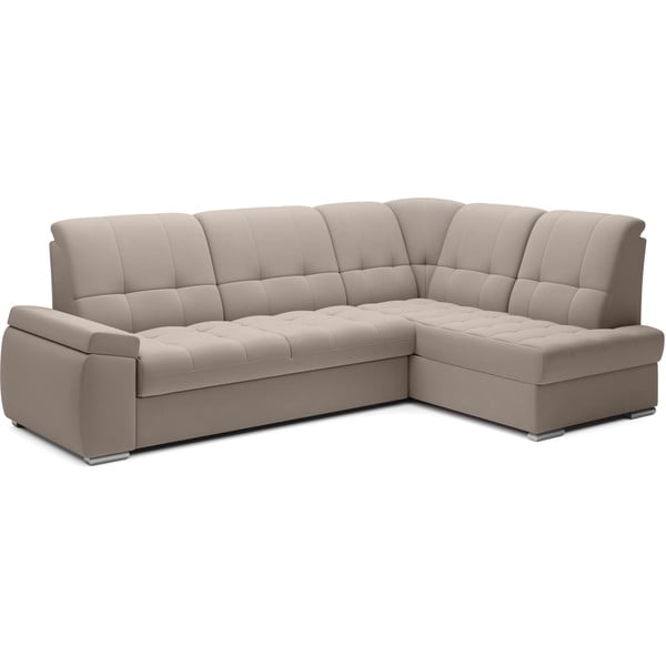 Béžová zamatová rozkladacia/s úložným priestorom rohová pohovka (pravý roh/do L) Sado – ELTAP-image-2