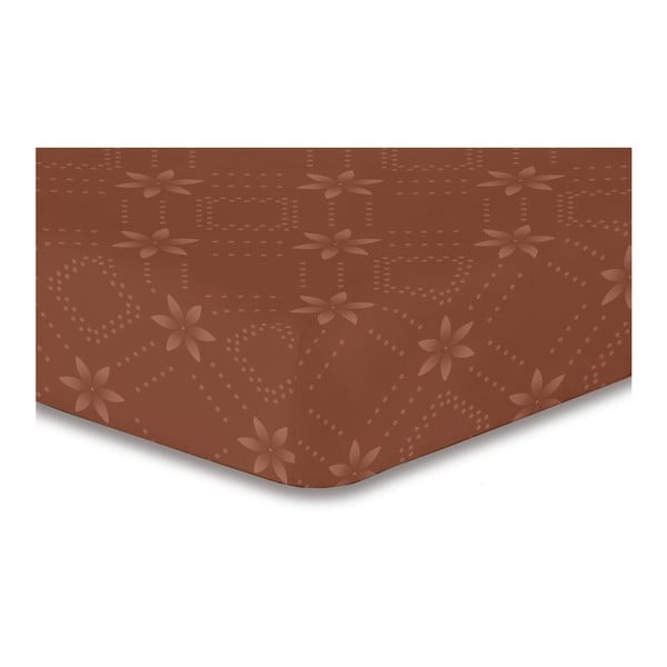 Hnedá elastická plachta so vzorom DecoKing Hypnosis Snowynight, 90 × 200 cm