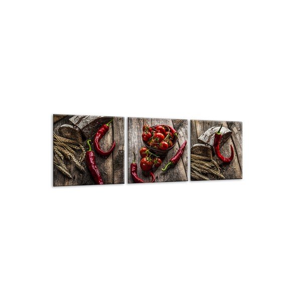 Sada 3 obrazov Styler Glasspik Set Red Peppers-image-2