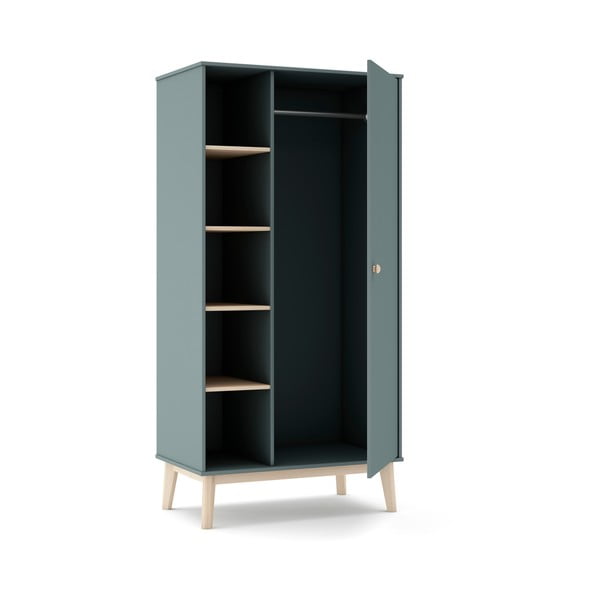 Detská šatníková skriňa sivozelená 90x180x52 cm Esteban – Marckeric-image-3