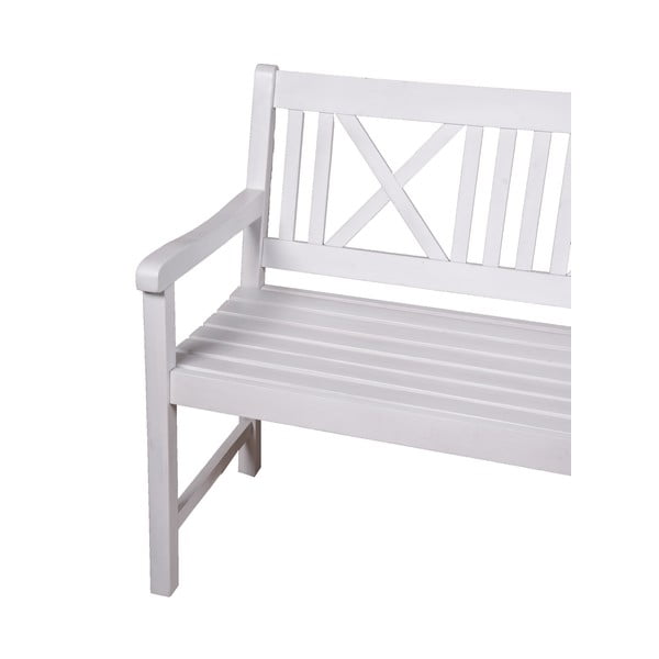 Biela drevená záhradná lavica Malmö – Garden Pleasure-image-2
