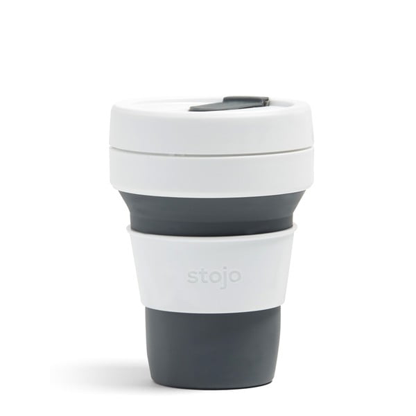 Sivo-biely skladací cestovný hrnček Stojo Pocket Cup, 355 ml