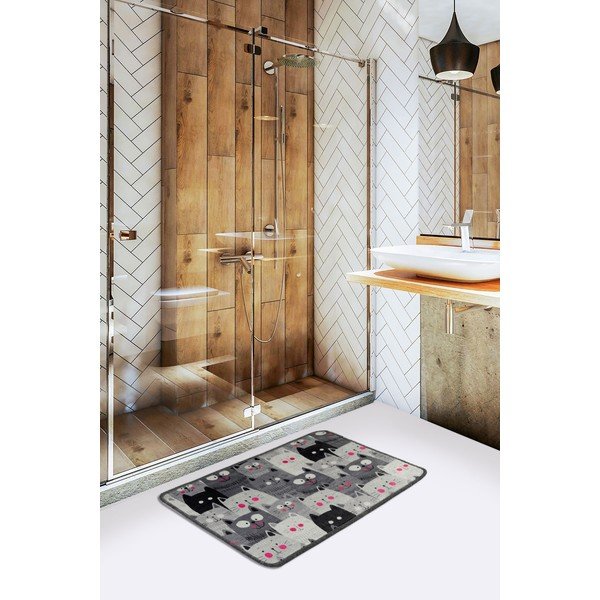 Sivá kúpeľňová predložka 40x60 cm Meow – Foutastic-image-1