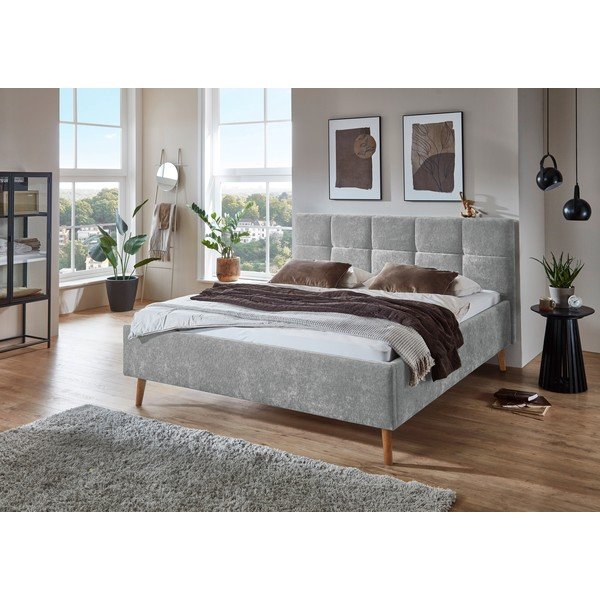 Sivá čalúnená dvojlôžková posteľ s úložným priestorom s roštom 180x200 cm Nova – Meise Möbel-image-1