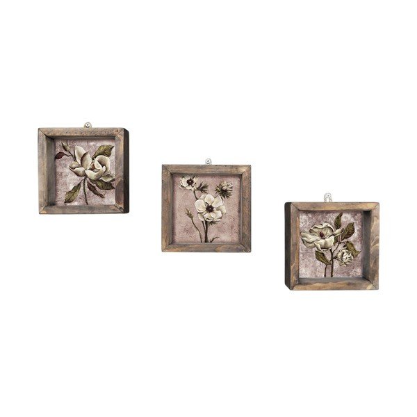 Súprava 3 nástenných obrazov Vintage, 15 × 15 cm