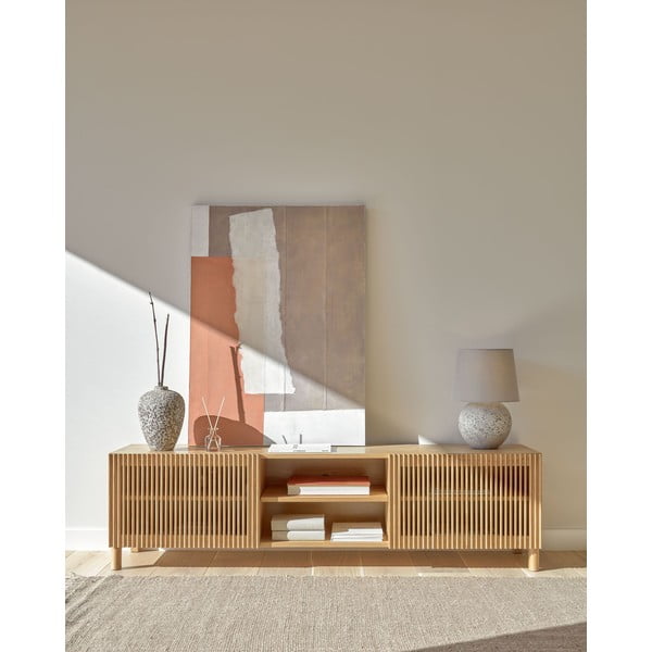 TV stolík v dekore duba v prírodnej farbe 180x50 cm Beyla – Kave Home-image-1